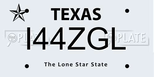 I44ZGL Texas License Plate