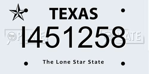 I451258 Texas License Plate