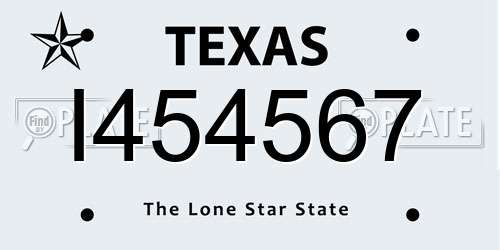 I454567 Texas License Plate
