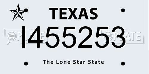 I455253 Texas License Plate