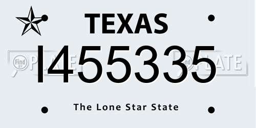 I455335 Texas License Plate