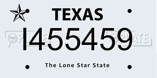 I455459 Texas License Plate