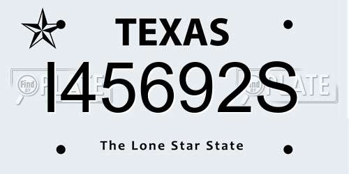I45692S Texas License Plate