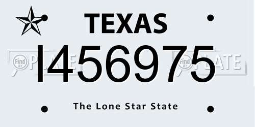 I456975 Texas License Plate