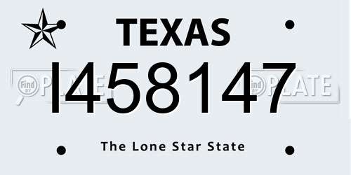 I458147 Texas License Plate