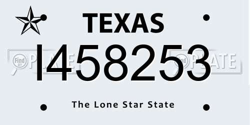 I458253 Texas License Plate