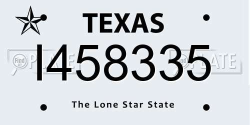I458335 Texas License Plate