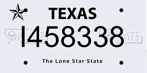 I458338 Texas License Plate