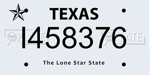I458376 Texas License Plate