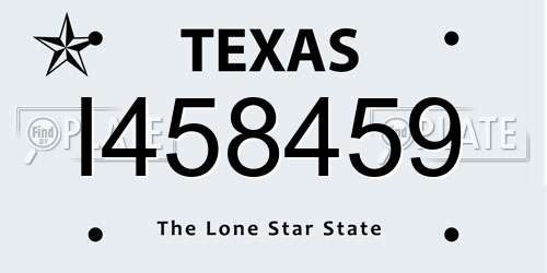 I458459 Texas License Plate