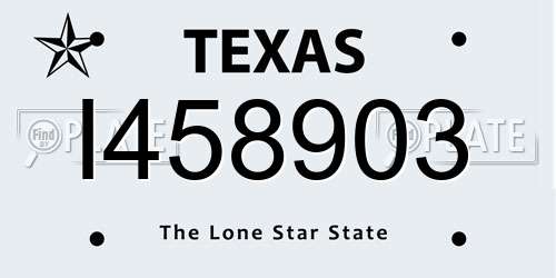 I458903 Texas License Plate