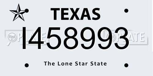 I458993 Texas License Plate