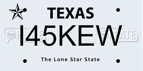 I45KEW Texas License Plate