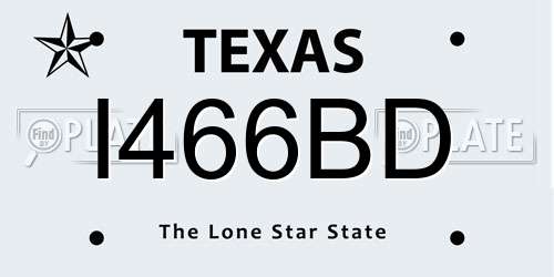 I466BD Texas License Plate