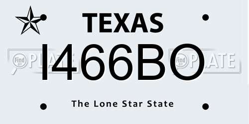 I466BO Texas License Plate