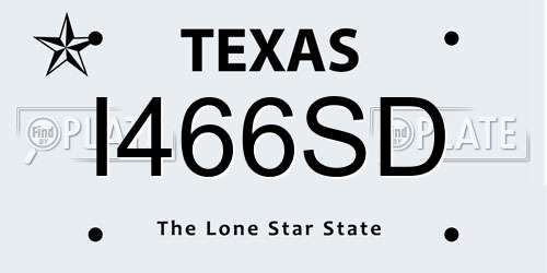 I466SD Texas License Plate