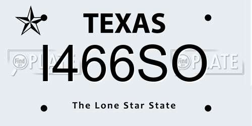 I466SO Texas License Plate