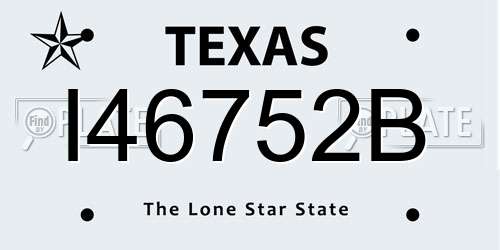 I46752B Texas License Plate
