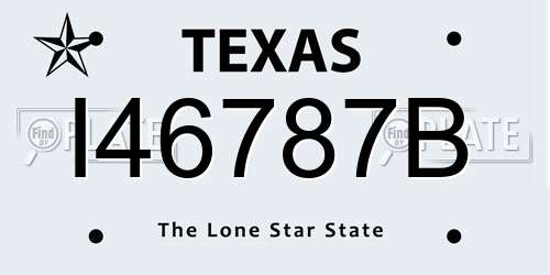 I46787B Texas License Plate