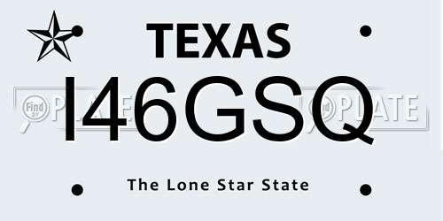 I46GSQ Texas License Plate