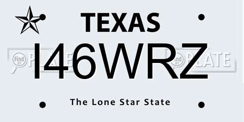 I46WRZ Texas License Plate