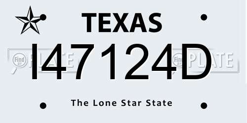 I47124D Texas License Plate