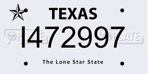 I472997 Texas License Plate