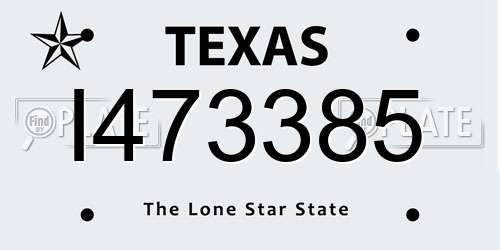 I473385 Texas License Plate
