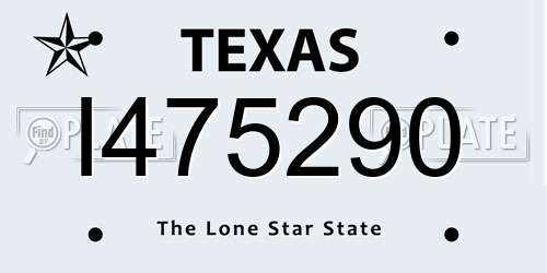 I475290 Texas License Plate