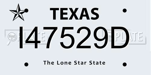 I47529D Texas License Plate
