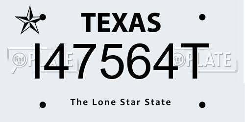 I47564T Texas License Plate