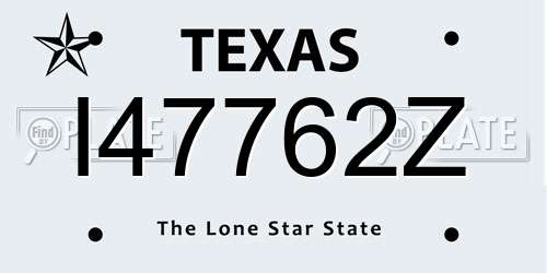 I47762Z Texas License Plate