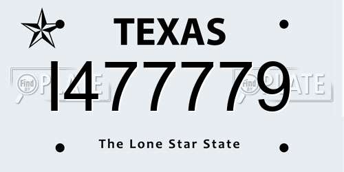 I477779 Texas License Plate