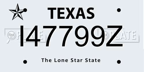 I47799Z Texas License Plate
