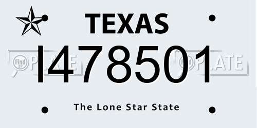 I478501 Texas License Plate