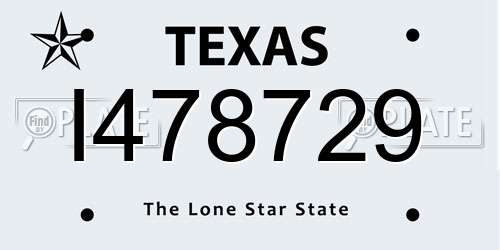 I478729 Texas License Plate