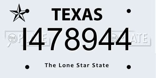 I478944 Texas License Plate