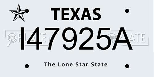 I47925A Texas License Plate