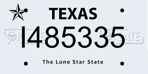 I485335 Texas License Plate