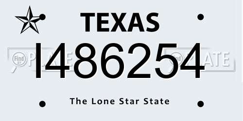 I486254 Texas License Plate