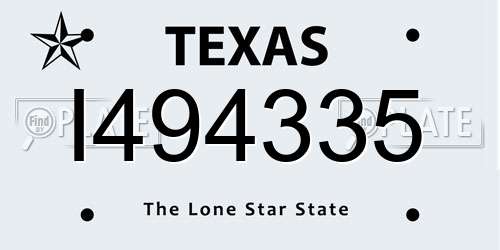 I494335 Texas License Plate