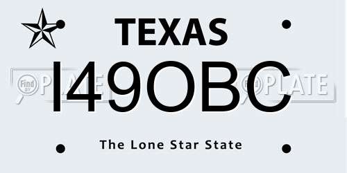 I49OBC Texas License Plate
