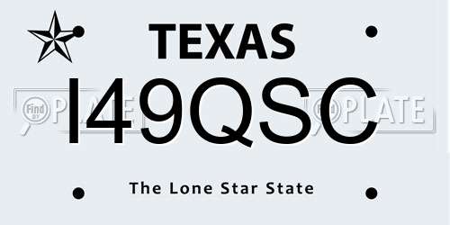 I49QSC Texas License Plate