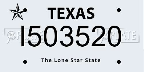 I503520 Texas License Plate