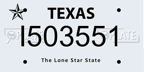 I503551 Texas License Plate