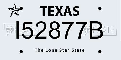 I52877B Texas License Plate
