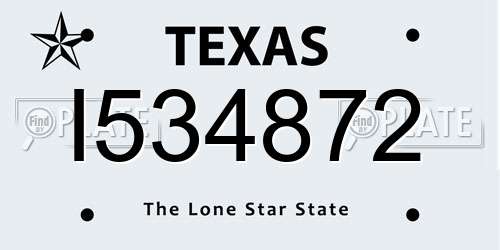 I534872 Texas License Plate