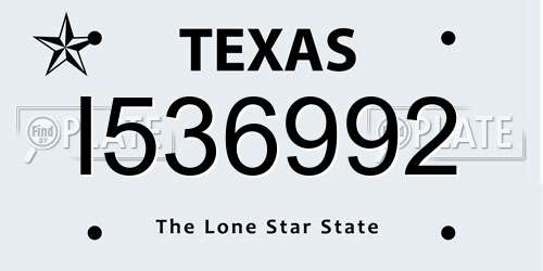 I536992 Texas License Plate
