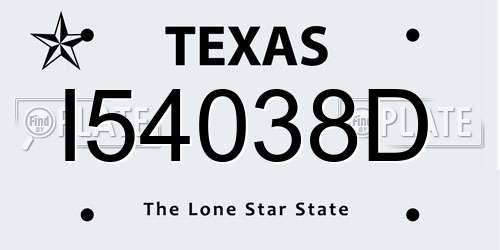 I54038D Texas License Plate