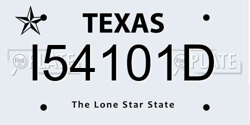 I54101D Texas License Plate